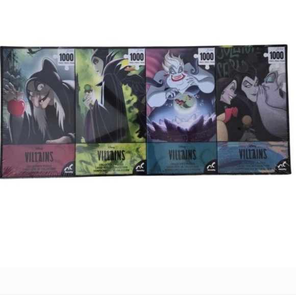 1000 X4 Disney Villains Collector Puzzle Set — Red, Green, Teal, Purple Accents - Picture 3 of 8